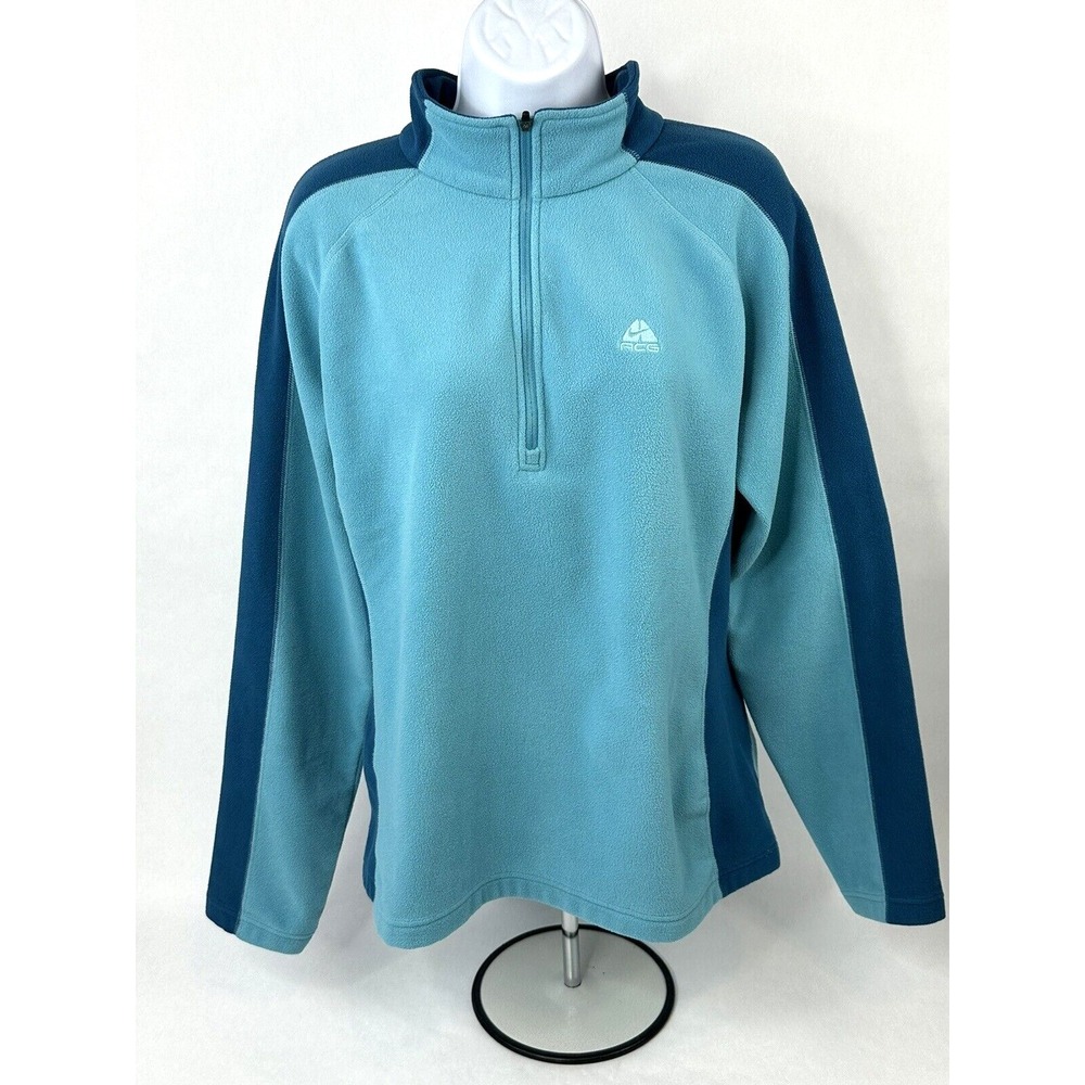 Vintage Nike ACG Sweater Womens Large Blue Fit Therma Fleece Quarter Zip